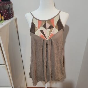 2010s American Eagle Outfitters Aztec Print Brown Summer Tank | Small